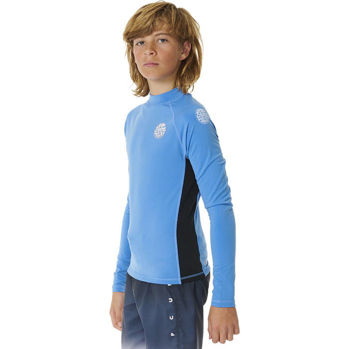 2024 Rip Curl Junior Icons UV Brushed Long Sleeve Rash Vest 11YBRV - Blue Gum